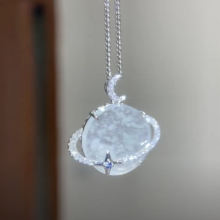 本命年s925纯银高级感梦幻星球镶钻月球吊坠项链女夏小红书同款 饰