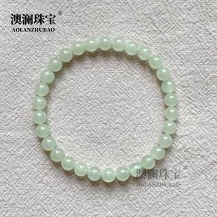 本命年和田玉青白玉手串晴水湖水绿散珠圆珠手链女礼物