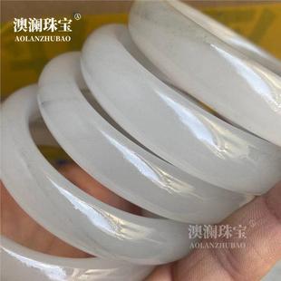 本命年保真玉石冰翠手镯水墨丹青玉镯冰灰色戈壁料女款玉手镯礼物