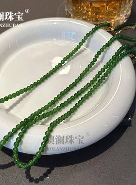 本命年玉髓串珠项链绿色显白气质新中式锁骨链女颈链礼物