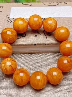 本命年回流工艺老蜜蜜蜡大霸气男士手链全品杂裂满蜜干净礼物