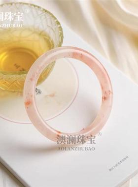 本命年A精品丝玉手镯粉色桃花酿手镯粉色圆条桃花酿圆条7-8玉手镯