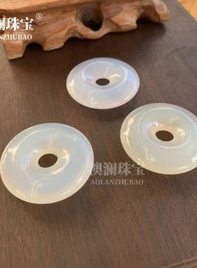 本命年送挂绳白玉髓40mm平安扣吊坠男女款白玛瑙平安扣挂件自用礼