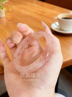 本命年高品质丝玉桃花酿手镯正圈佘太翠粉色玉镯送女友生日礼物