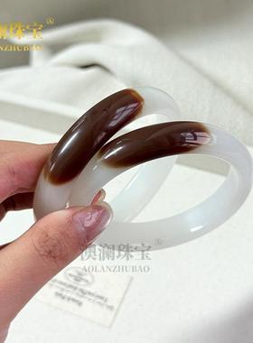 本命年外蒙料高糖料羊脂白玉镯子半壁江山黄糖一口糖玉镯外蒙料手