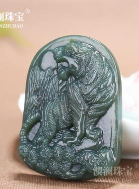 本命年和田青玉生肖老牌男女款上山虎玉坠霸气青玉挂件款礼物