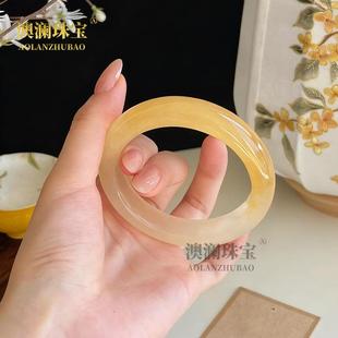 本命年国风翡翠平替冰种黄龙玉手镯一口糖黄龙玉黄翡手镯玉镯礼物