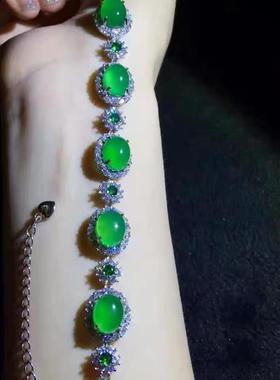 本命年冰透马达加斯玉髓手链镶嵌满钻手链玛瑙玉髓玉石手链饰品手