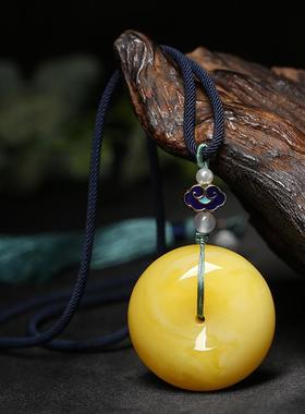 本命年白花蜜罗汉眼挂绳毛衣链蜜蜡吊坠水滴款项链挂件礼物