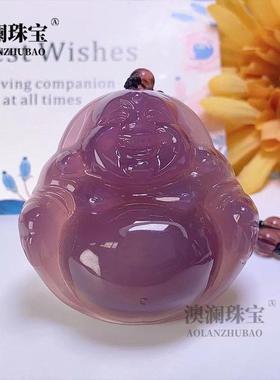 本命年帝王紫紫罗兰大佛公吊坠项链3立体厚装佛公大肚红黄绿玉髓