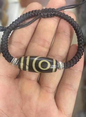 本命年复古老式九眼天珠手链单圈风化玛瑙宝瓶天珠手串藏式财神天