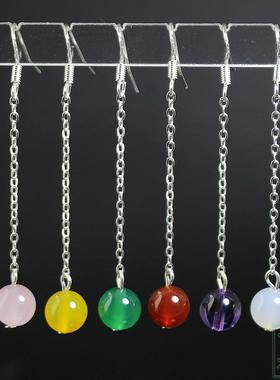 本命年全玉髓耳坠玛瑙玉耳环长款女古典耳饰925银耳钩多色选耳夹