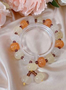 本命年新疆丝玉手串七彩玉南瓜珠算盘珠手链多宝玉石首饰礼物