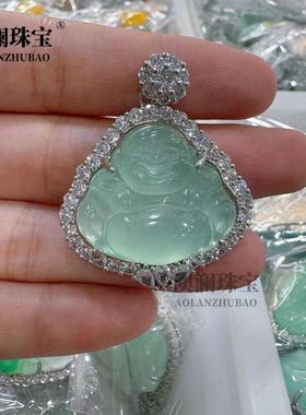 本命年巴山翠佛公葫芦吊坠帝王绿满翠挂件翡翠玉项链礼物