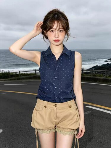 夏季天丝复古蕾丝边超短裤女