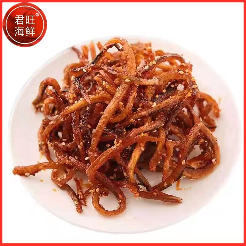 君旺海鲜 日式烤鳗鱼大连特产500g香辣鳗鱼丝鳗鱼条开袋即食零食