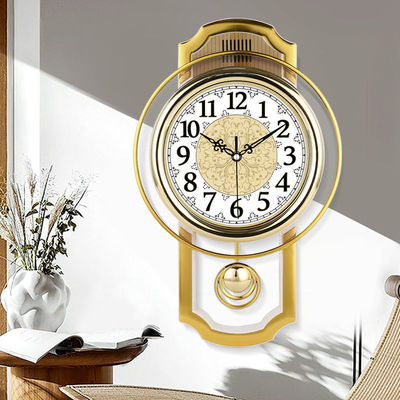 罗美时欧式复古摇摆挂钟客厅简约时尚挂表卧室静音石英钟现代钟表