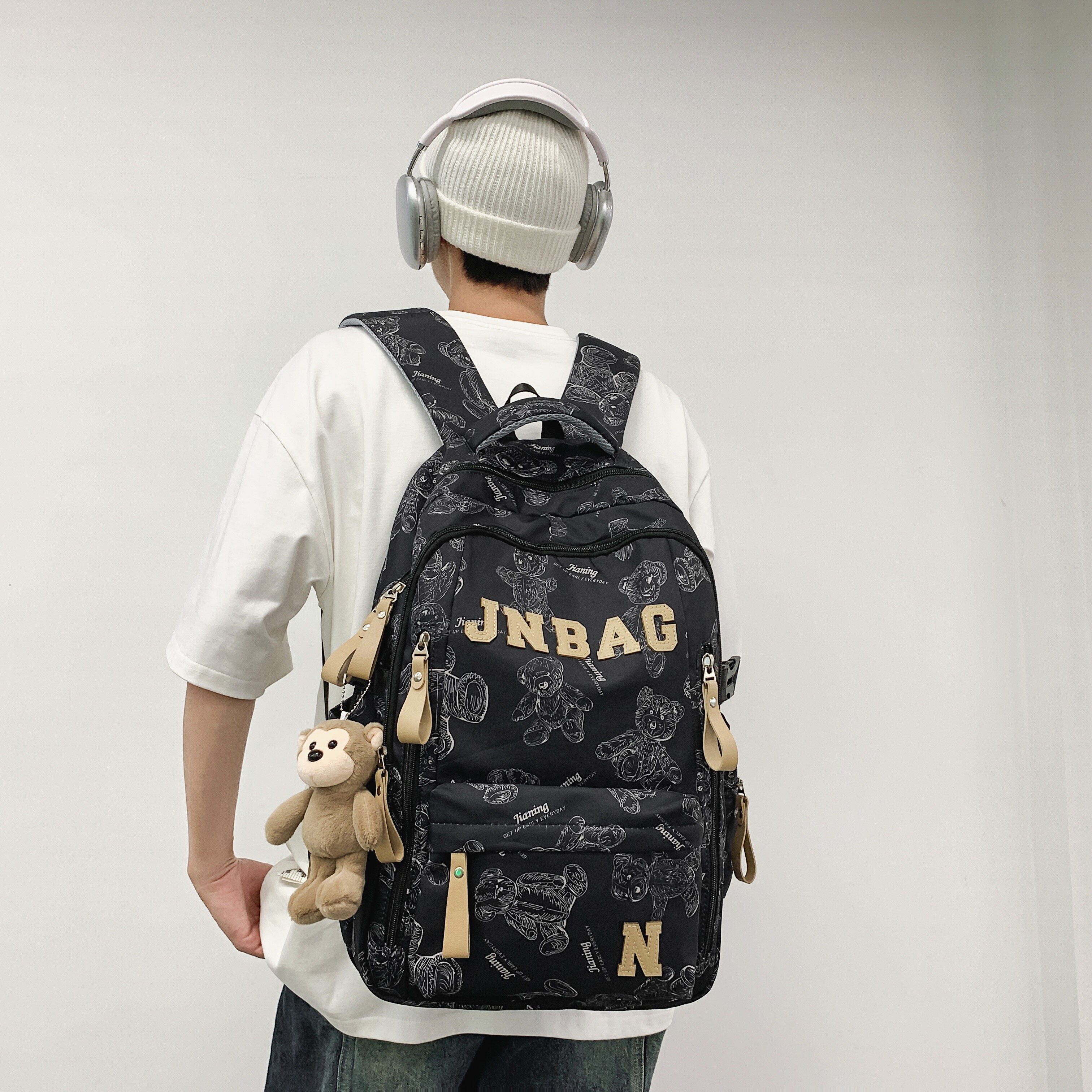 潮流涂鸦双肩包男女大容量旅行背包大学生日常电脑包个性书包