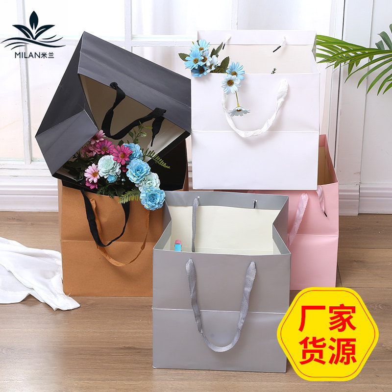牛皮纸袋手提鲜花花盒花束黑色