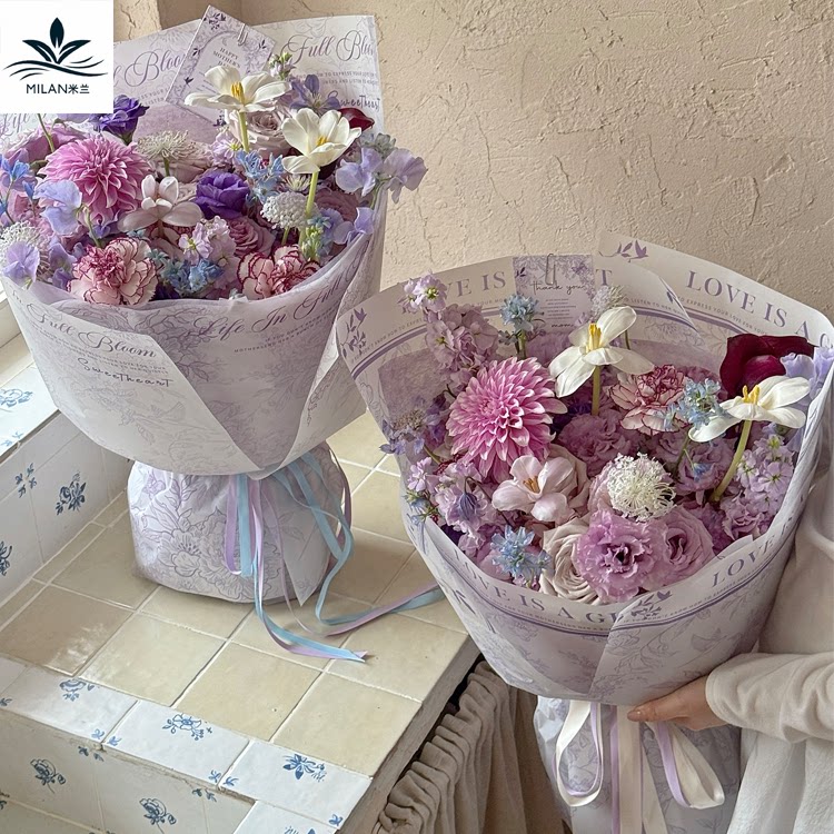 情人节新款印花硫酸纸包花纸 鲜花花束包装内衬雪梨纸手工diy材料