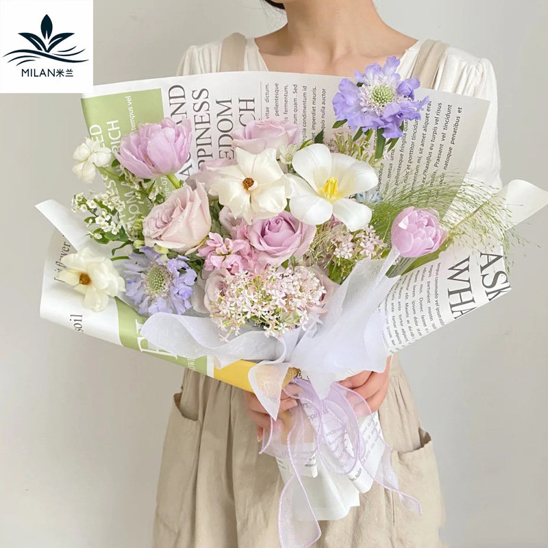 鲜花包装纸花束材料英文报纸