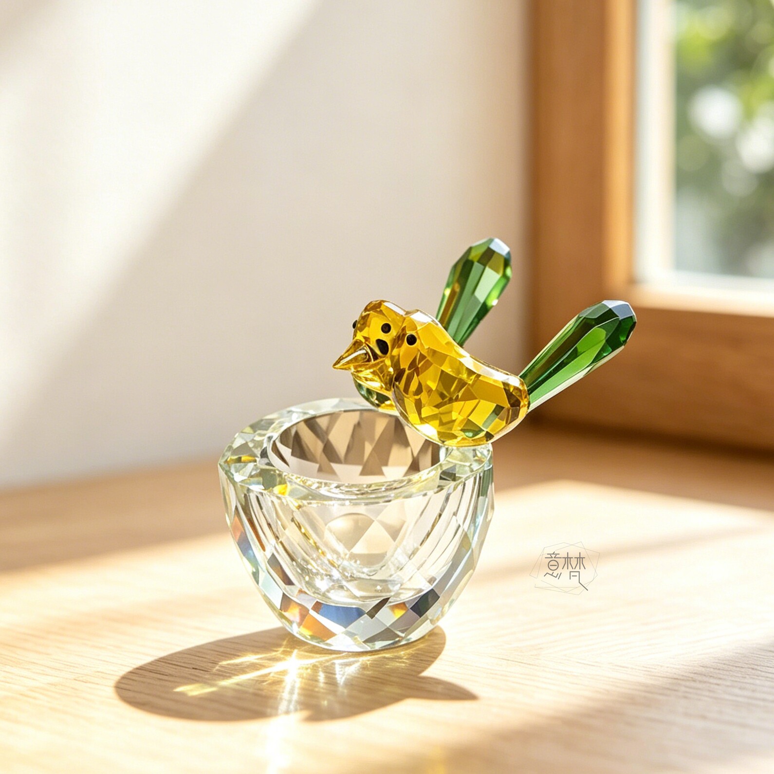 水晶双鸟小鸟巢摆件家居桌面轻奢摆件装饰品女友闺蜜生日礼物女
