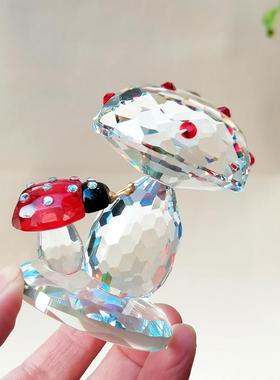 水晶蘑菇飘虫摆件田园风