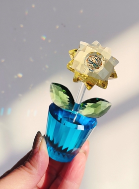 高颜值水晶太阳花桌面小摆件