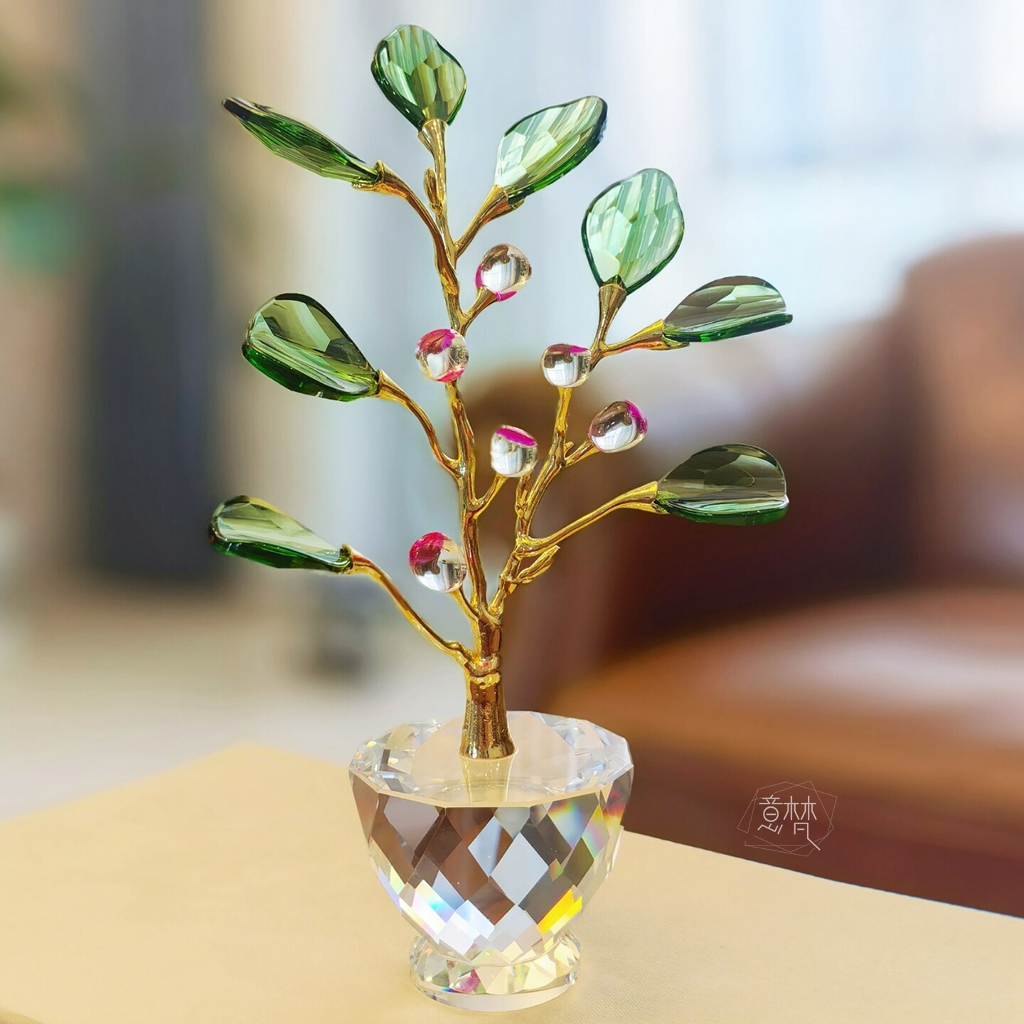 轻奢水晶菩提树发财树摆件送礼