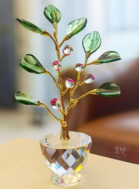 轻奢水晶菩提树发财树摆件送礼