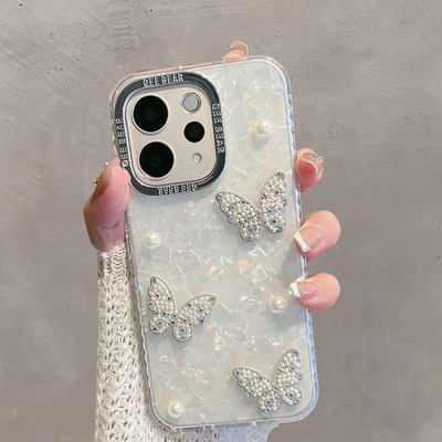 适用于vivos50手机壳半透明V2528A新款vovis小清新viv0s50立体珍珠蝴蝶步步高高级感维沃防摔手链保护套女款