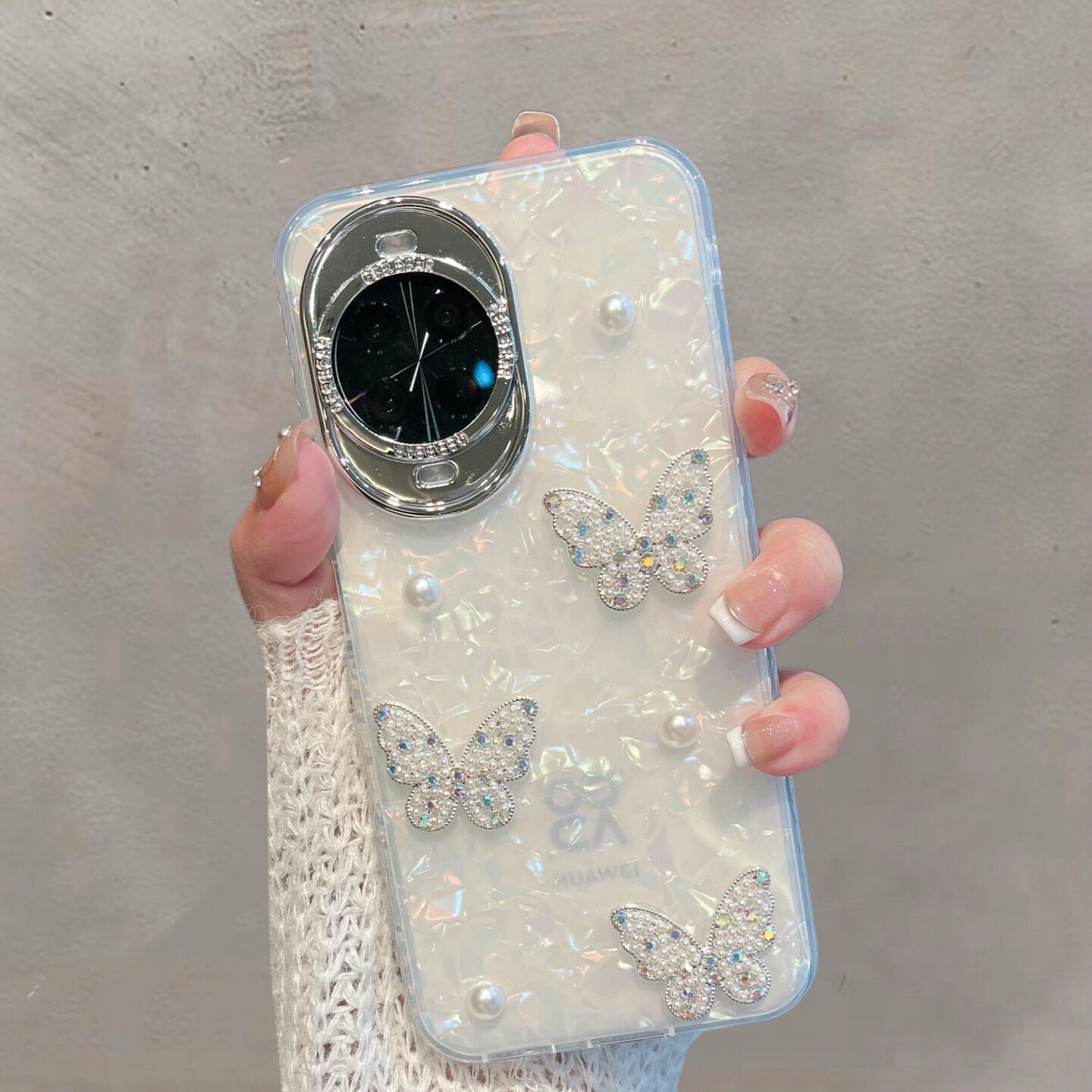 适用于华为nova14手机壳nove14pro半透明14ultra新款女tlr一al00小清新立体珍珠蝴蝶高级感防摔手链保护套