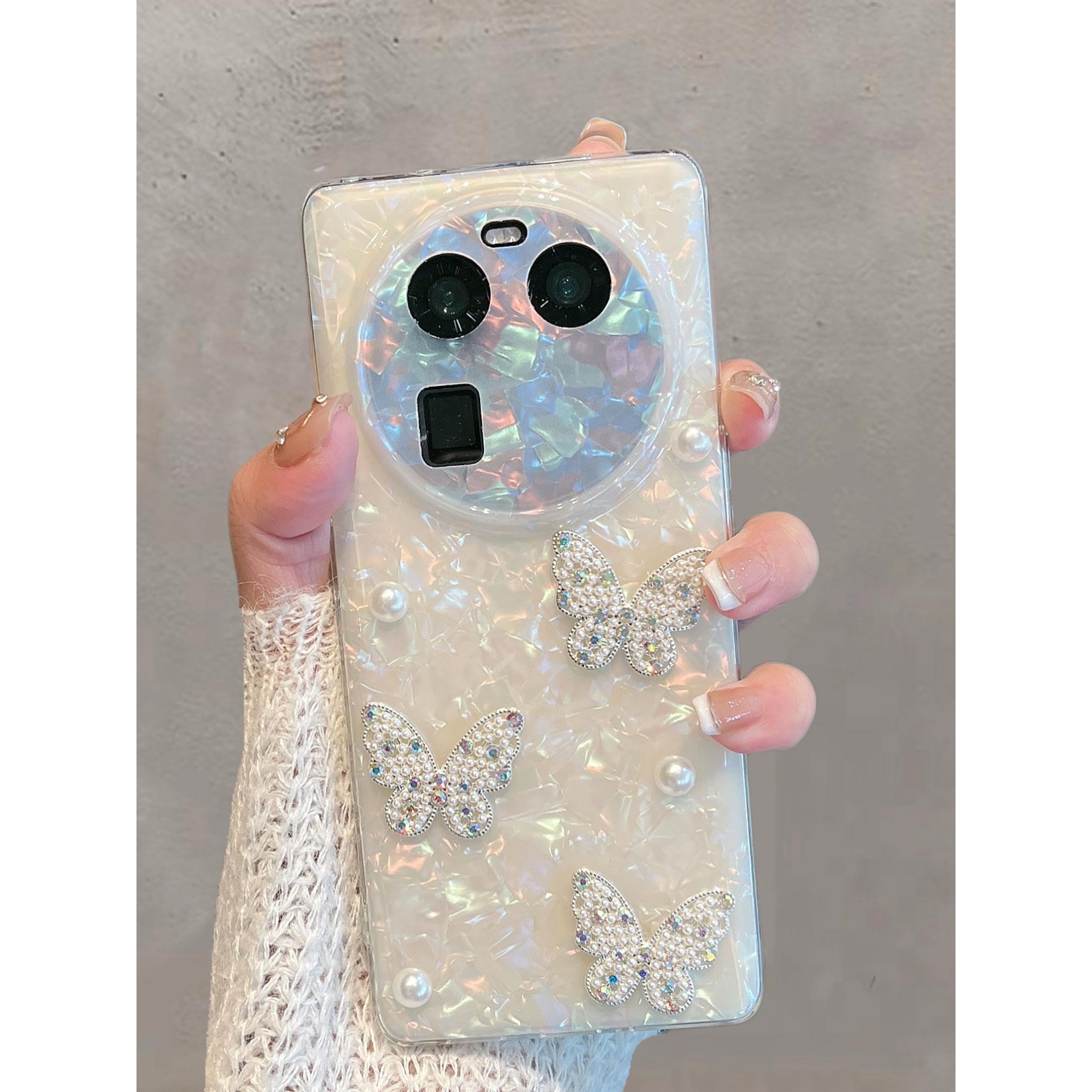 适用于oppofindx6手机壳0pp0find x6pro半透明pgfm10新款女opx6por小清新oppofinx蝴蝶高级感防摔保护套