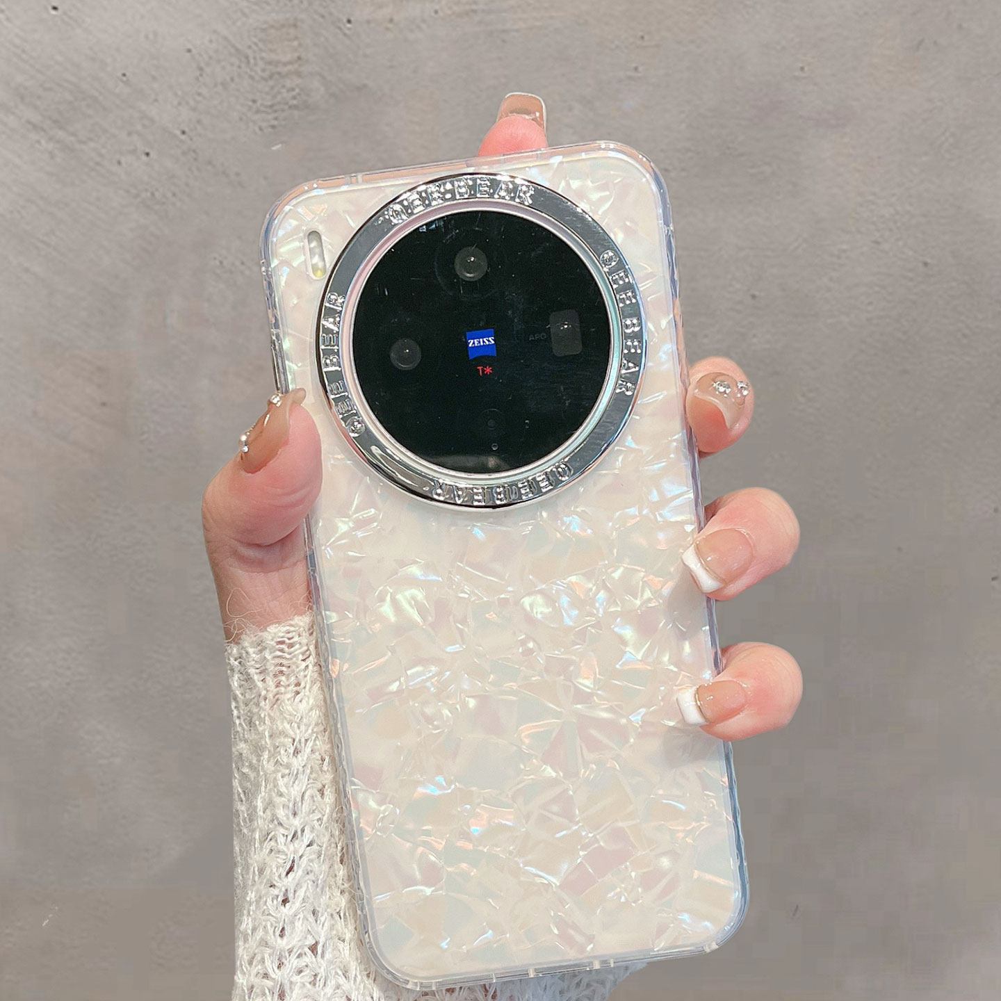 适用于vivox300手机壳x300pro透明贝壳纹新款女V2509A全包防摔蝴蝶结手链保护套V2502A简约步步高高级感