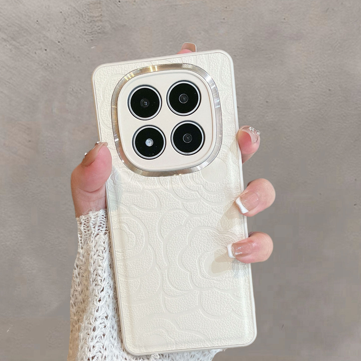 适用于红米note14pro手机壳redminote14por+新款女全包防摔小米24090RA29C简约5g山茶花高级感浮雕皮纹保护套