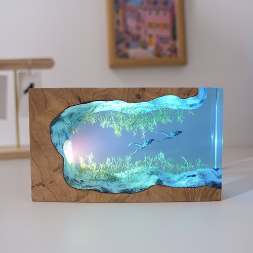 温馨海草溶洞潜水员小夜灯桌搭