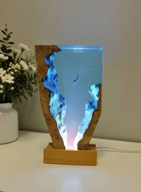 实木树脂夜灯沉浸海洋世界摆件
