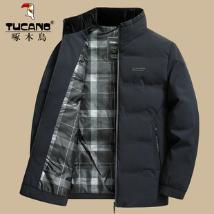 立领棉服加厚保暖休闲爸爸男装 棉衣短款 外套中年男冬季 啄木鸟冬装