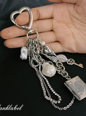 BlankLabel手机汽车钥匙扣繁奢美暗黑小众Y2K金属珍珠挂饰包挂件