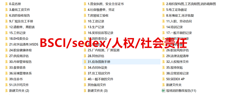 bsci验厂资料 社会责任验厂资料 人权验厂资料 验厂辅导资料带做