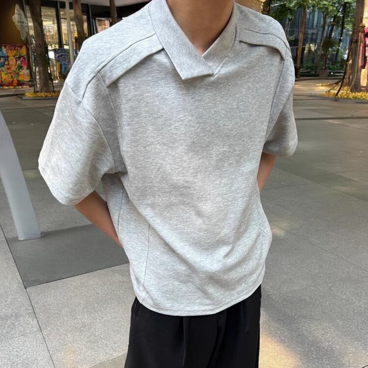 小众翻领短袖不规则设计POLOt恤
