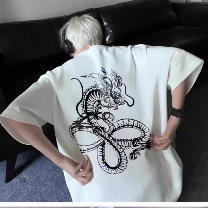 美式个性神龙痞帅纯棉夏短袖t恤