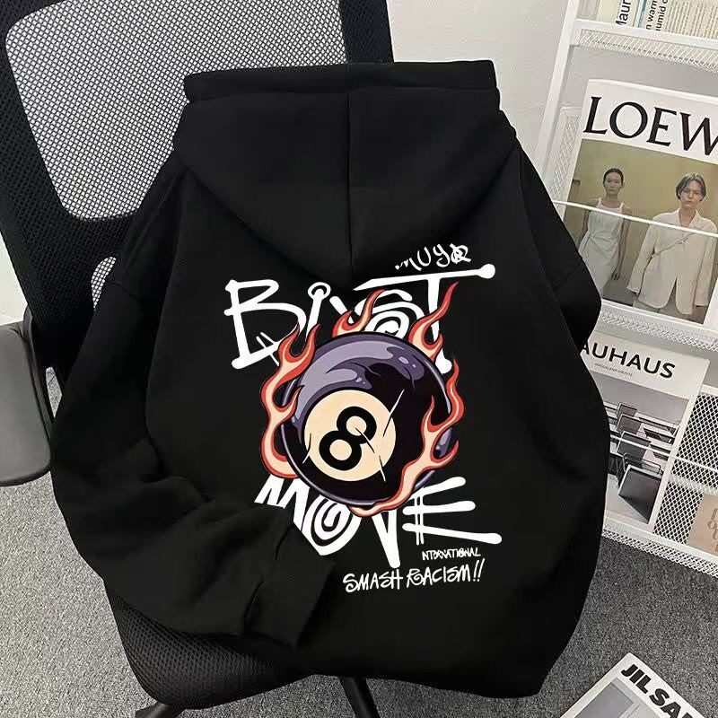 新款秋冬季桌球黑8台球卫衣连帽