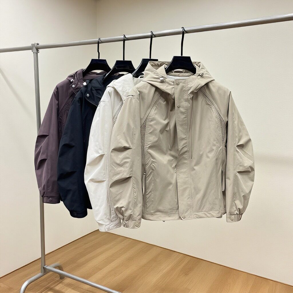 春秋冬装日系痞帅工装冲锋衣男士网眼拼接户外防风连帽外套夹克