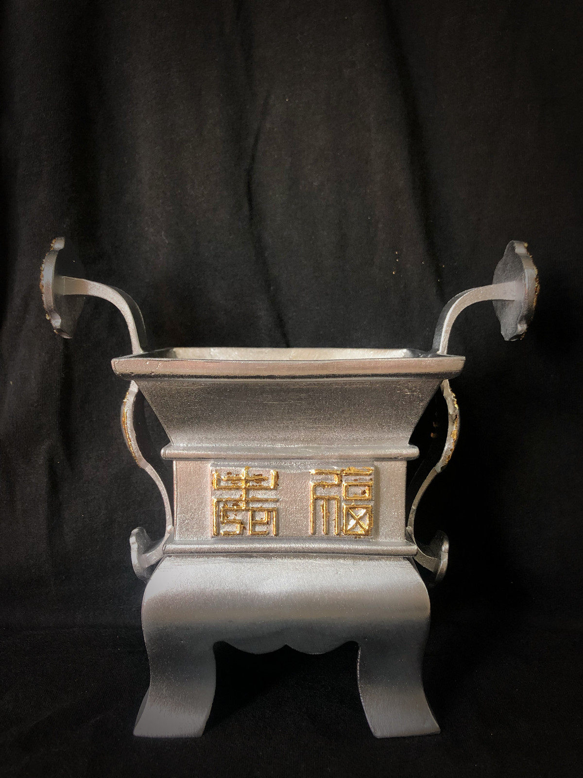 锡器锡香炉佛堂家用公妈炉供佛五供双耳四角炉佛具用品