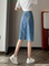 HIGH WAISTED DENIM SKIRT WOMENS SUMMER THIN 2024 NEW SMALL MAN SLIT A-LINE MIDI HIP SKIRT