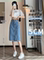 HIGH WAISTED DENIM SKIRT WOMENS SUMMER THIN 2024 NEW SMALL MAN SLIT A-LINE MIDI HIP SKIRT