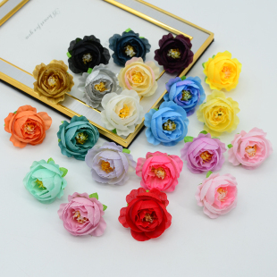 仿真花欧式小玫瑰茶苞假花绢花diy手工花环辅料婚庆发簪胸花制作