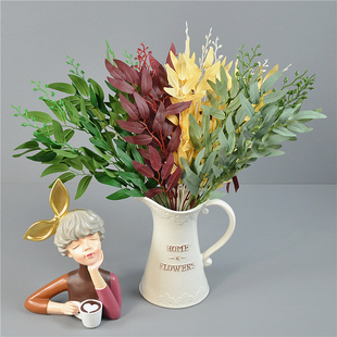 仿真柳叶把束家居装饰绿植花 茶几餐桌摆放花艺 婚礼布置花环插花