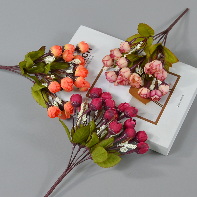 Q玫把花田园风格仿真假花茶几装饰绢花QQ玫小茶苞茶玫小玫瑰花束